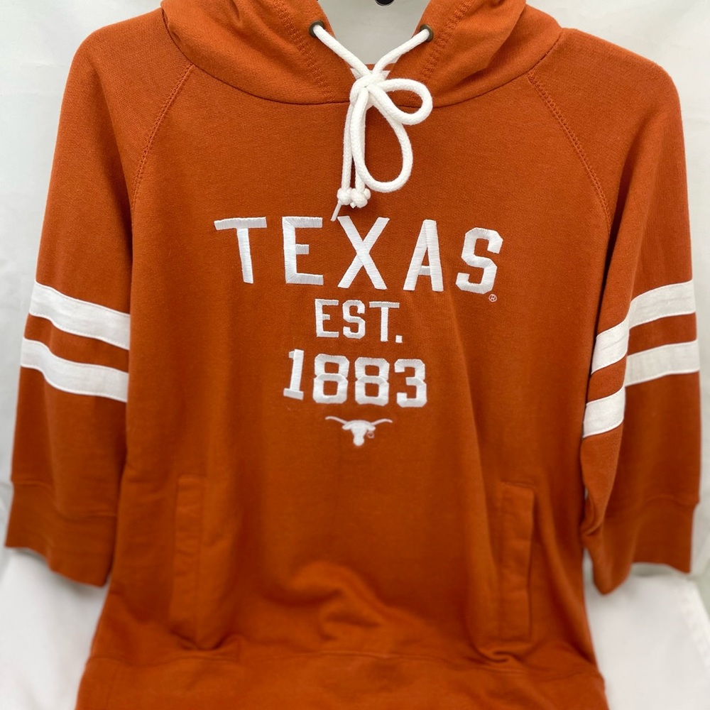 University Of Texas Hoodie Sweatshirt Embroidered Longhorns Orange Sz XL-Youth